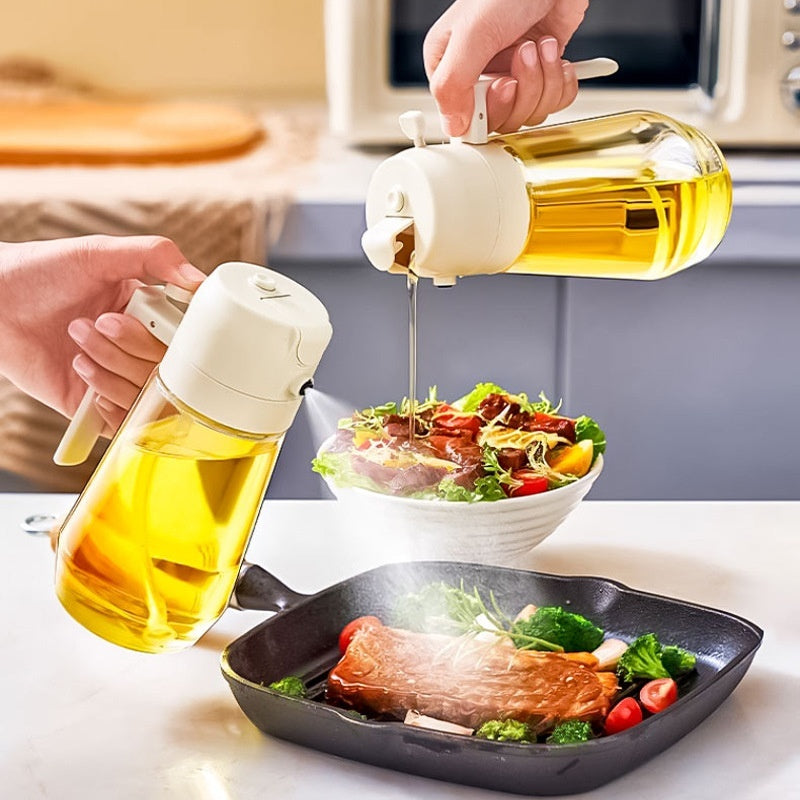 470ML Olive Oil Sprayer Dispenser For Cooking BBQ 2 In 1 Glass