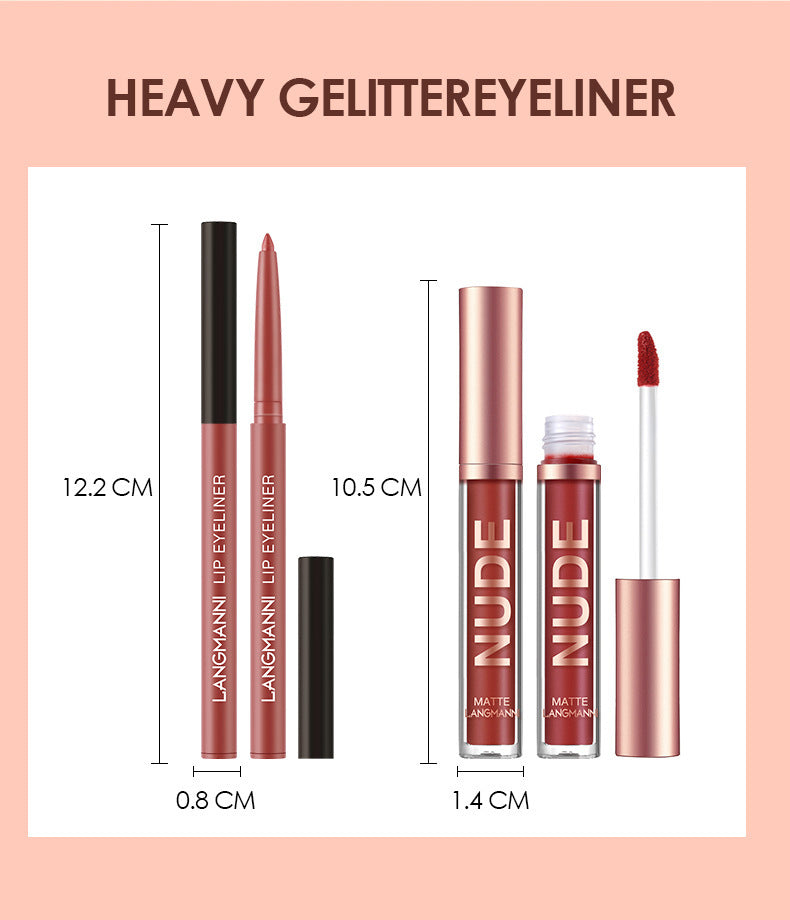 Lip Liner And Lipstick Makeup 12 Pcs Set 6 Matte Lipstick 6 Lip Liner Pens Waterproof Long Lasting Matte