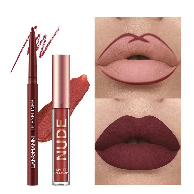 Lip Liner And Lipstick Makeup 12 Pcs Set 6 Matte Lipstick 6 Lip Liner Pens Waterproof Long Lasting Matte