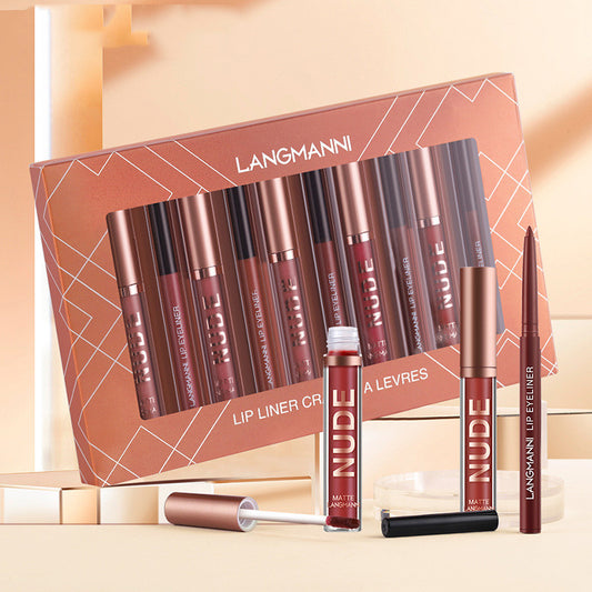 Lip Liner And Lipstick Makeup 12 Pcs Set 6 Matte Lipstick 6 Lip Liner Pens Waterproof Long Lasting Matte